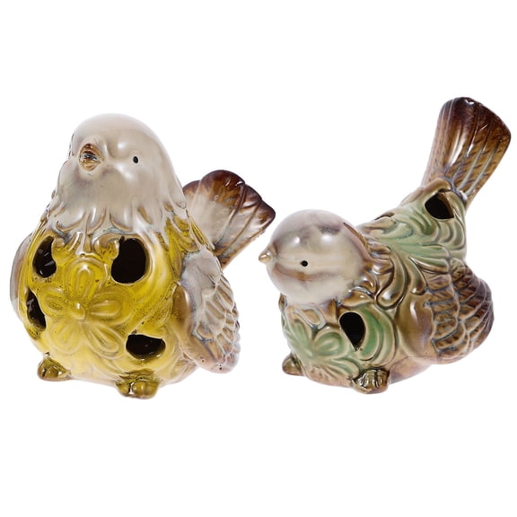 Milisten Set of 2 Ceramic Bird Figurines Decorative Ornaments for Bedroom, Living Room, Home Décor Accents