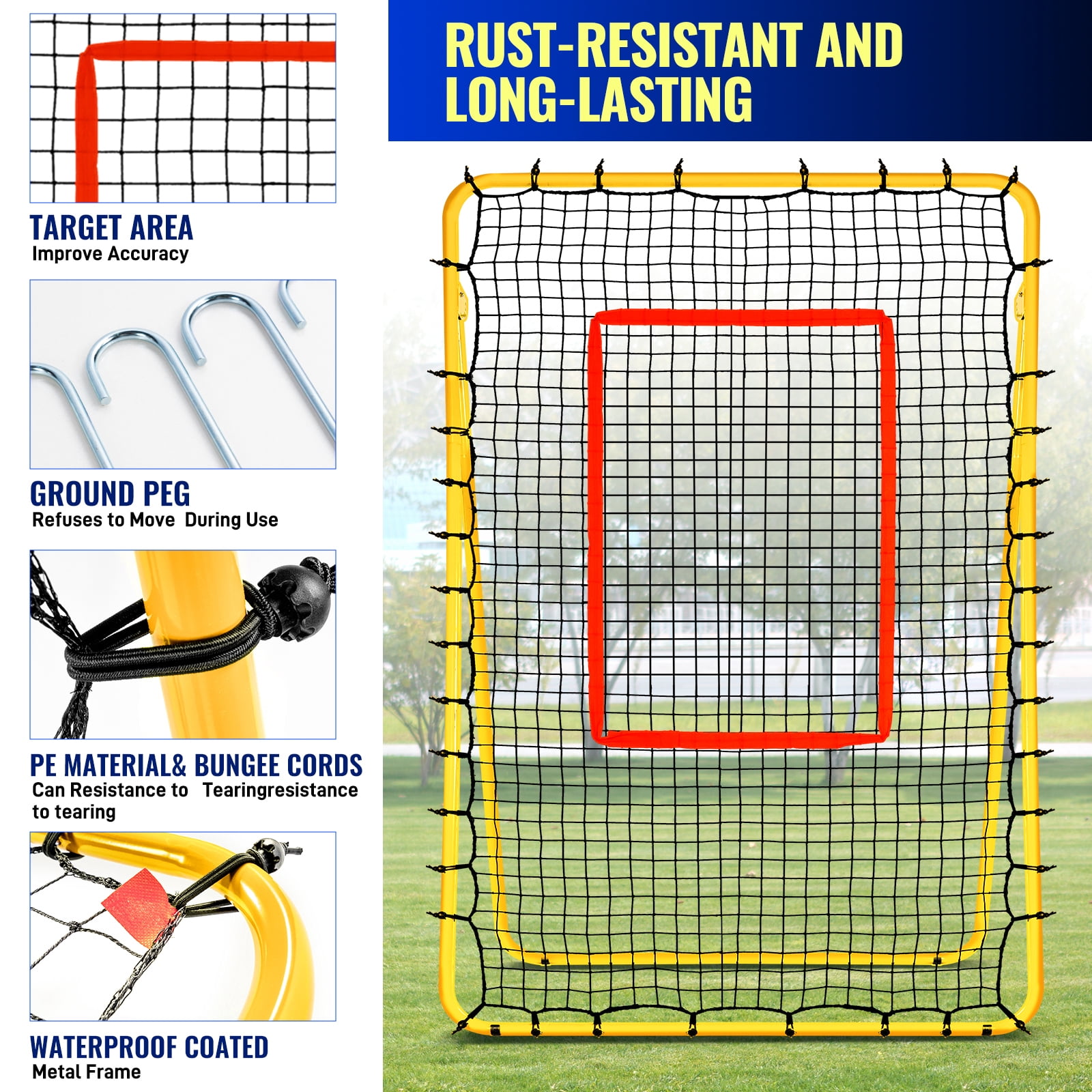 ‌FITPLAY 7x4 FT Volleyball Rebounder Net, 5 Adjustable Rebound Angles Volleyball Training Equipment
