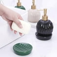 thumbnail image 4 of Ceramics Gold Soap Dispenser for Bathroom, Round Soap Dispenser with Delicate Embossed Rhombus Design (Black), 4 of 14