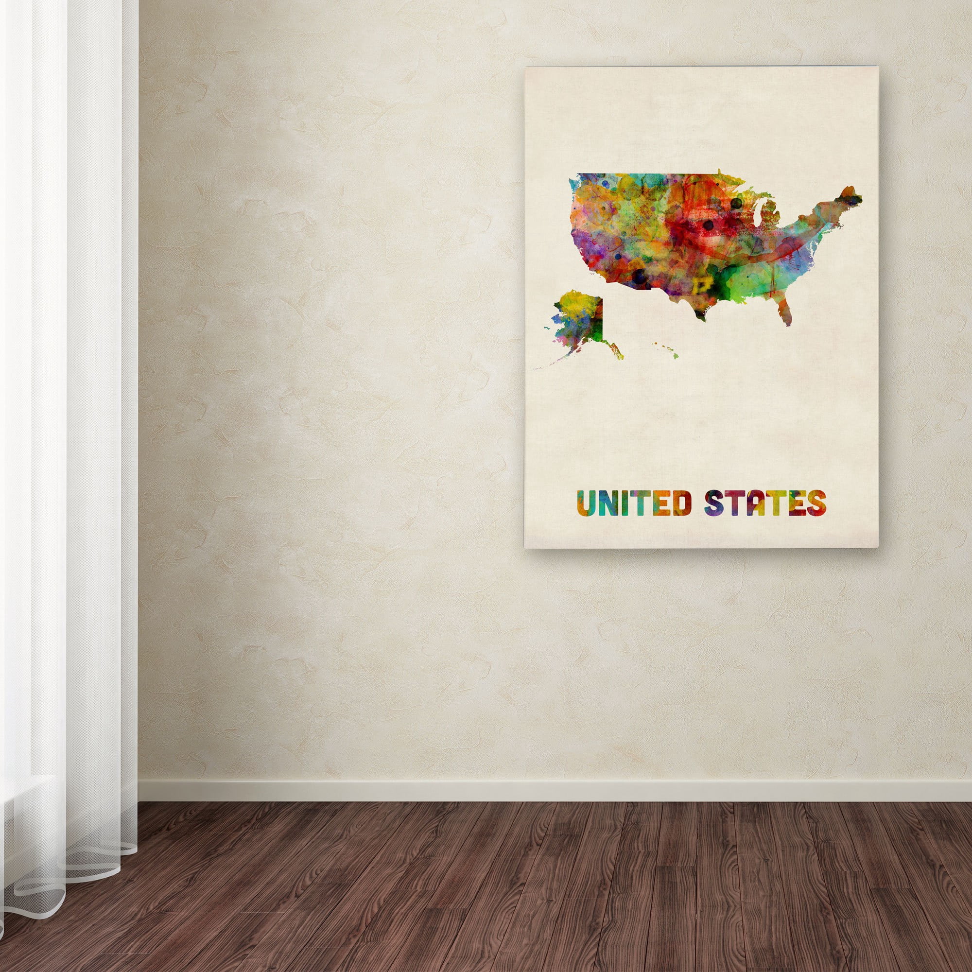 Trademark Fine Art "US Watercolor Map" Canvas Art by Michael Tompsett