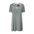 thumbnail image 5 of NXMZXB Women’s Polo Dresses 2025 Short Sleeve Casual Striped Color Block Collared V Neck Summer Tennis Golf Mini Shirt Dress with Pockets Gray S, 5 of 10