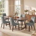 thumbnail image 3 of Upholstered Dining Chair Wood Mid Century Side Chair for Kitchen Desk, Dining Room and Restaurant, Set of 2, Light Gray, 3 of 10