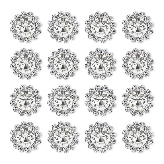 200 pcs Rhinestone Embellishments Crystal Button Flatback DIY Craft for Flower Headband Dress Christmas Decoration Accessory 12mm (200 PCS Silver Rhinestone)
