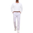 thumbnail image 2 of INSPIRE CHIC Men's Long Sleeve Button Down Shirt Two Chest Pockets Casual Cotton Linen Shirt Top M White, 2 of 5