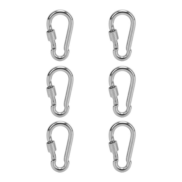 6pcs Spring Snap Hooks Stainless Steel Strong Bearing Capacity Key Chain  Link Buckle for Camping 7MM