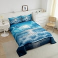 thumbnail image 3 of Erosebridal 3D Sea Wave Bedding Sets King with Comforter, Marine Ocean Theme Duvet Insert, Blue Seaside Bedroom Decor, Reversible 3pcs, 3 of 7