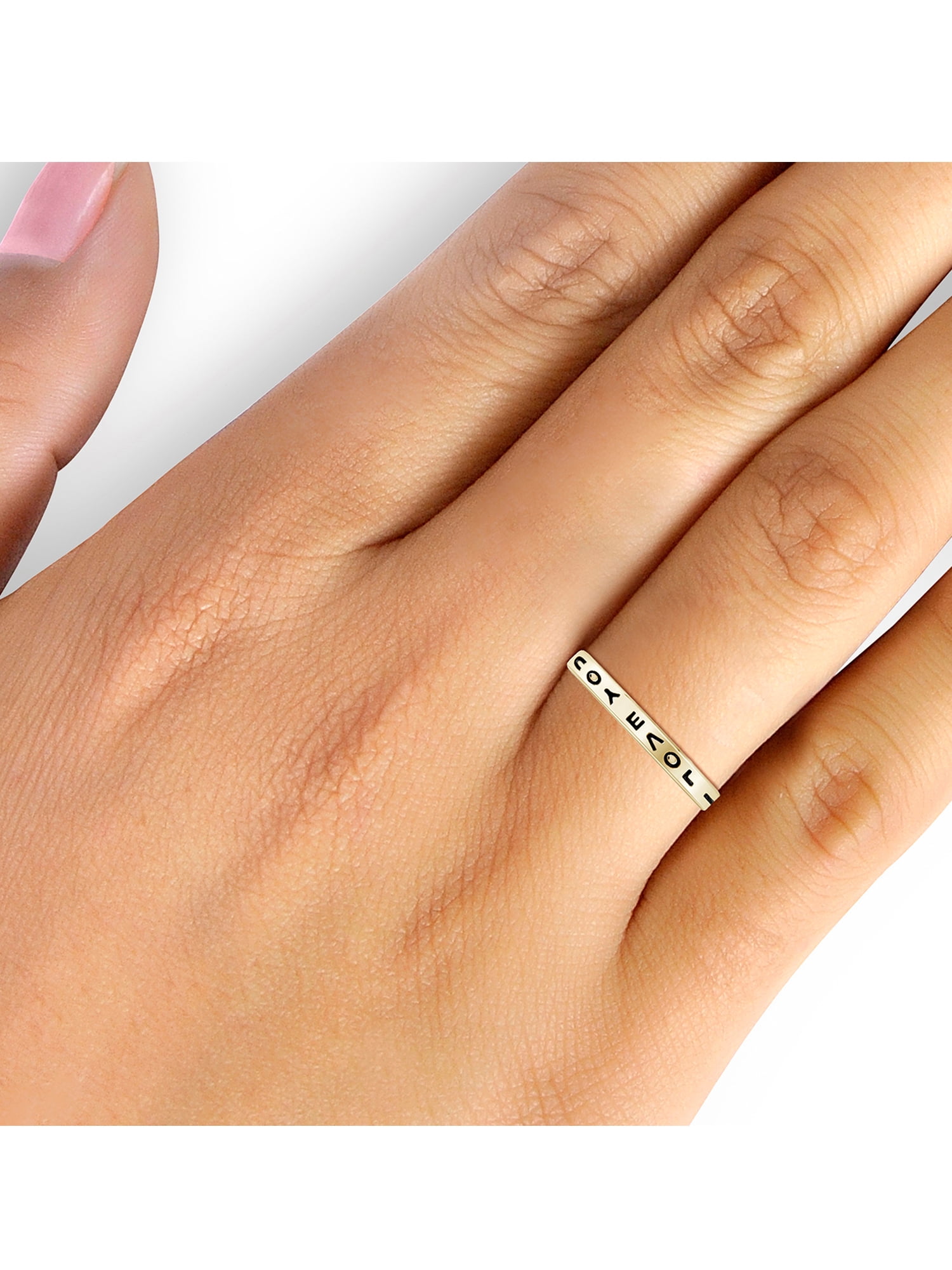JewelersClub 14K Gold Plated Silver I Love U Engraved Band for Women | Personalized Sisters, Best Friends, Engagement, Wedding, Promise Eternity Band