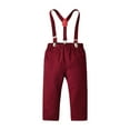 thumbnail image 6 of Suealasg Kids Boys Christmas Gentleman Suits Outfits 1T 2T 3T 4T 5T 6T Little Boys Long Sleeve Lapel Button Plaid Shirt and Suspender Pants Set Formal Wear Clothing for Child Boys, 6 of 9