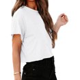 thumbnail image 2 of Short Sleeve Summer Women Solid Color Drop Crop Shirt Tops, 2 of 4