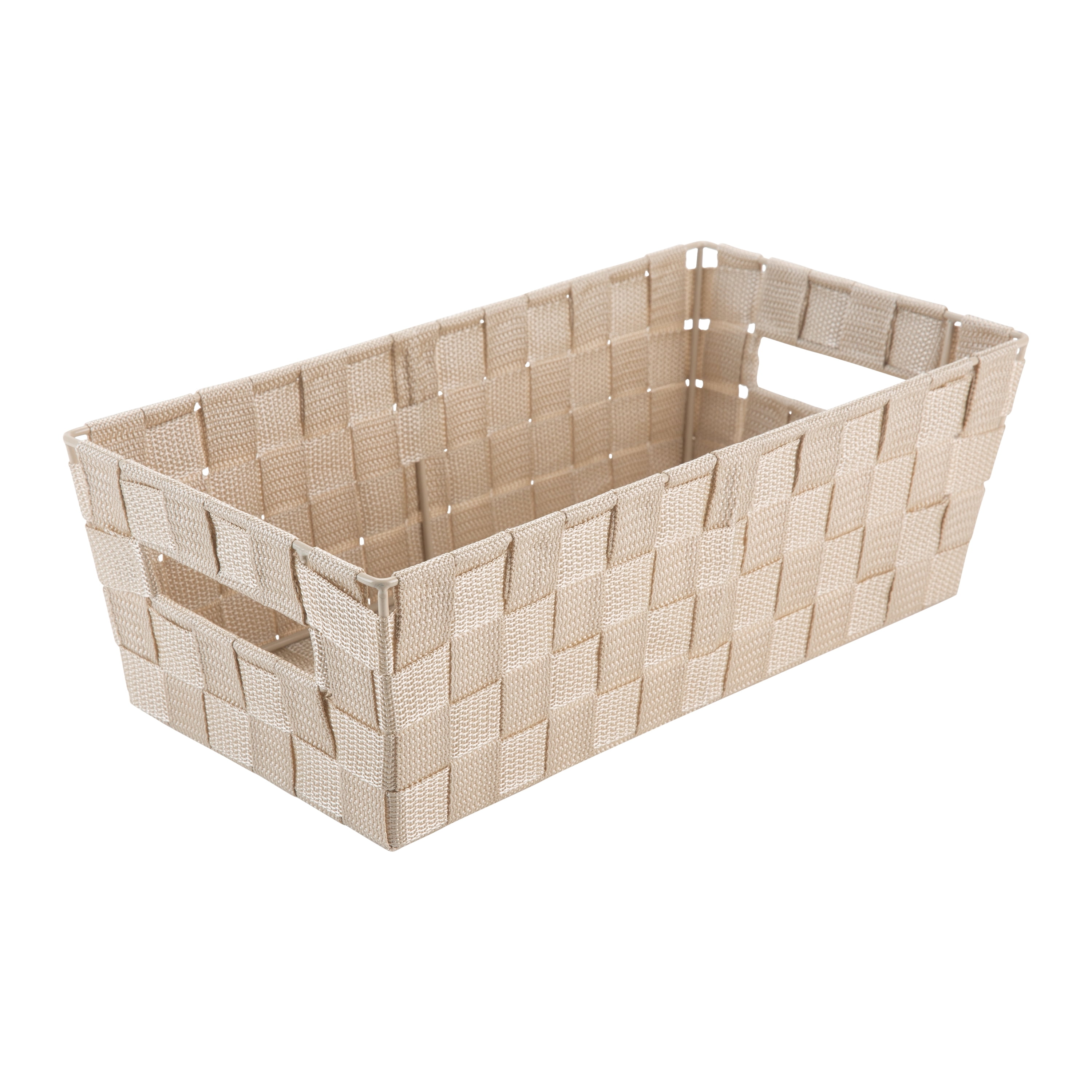 Simplify Medium Woven Strap Shelf Tote Storage Basket in Ivory