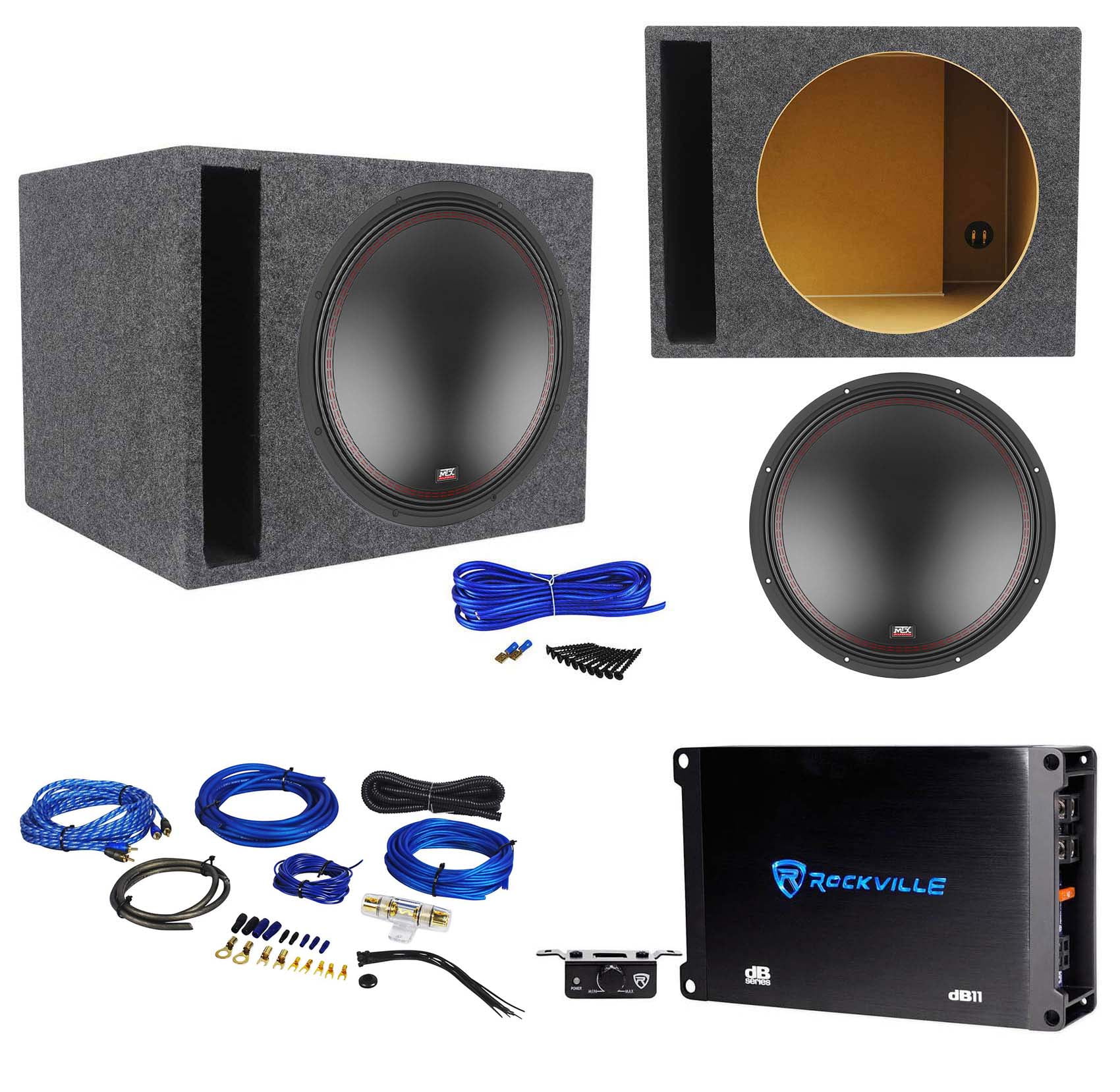 MTX 551544 15" 800 Watt DVC Car Subwoofer+Vented Sub Box+Mono