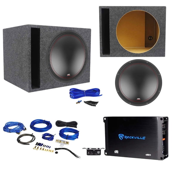 MTX 5515-44 15" 800 Watt DVC Car Subwoofer Vented Sub Box Mono Amplifier Amp Kit