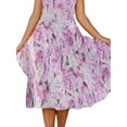 thumbnail image 3 of Gvmfive Women Boho Floral Print Short Sleeve Swing Dress Summer Party Beach Casual Midi Dress, 3 of 4