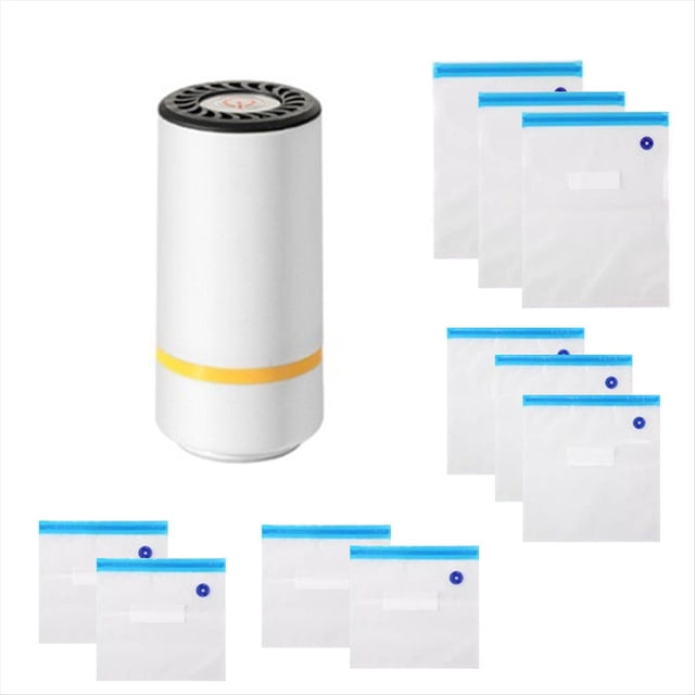Mini Sellador Al Vacío Portátil Recargable por USB. Incluye 10 Bolsas Reutilizables. Ideal para Cocina, Barbacoa y Viajes.