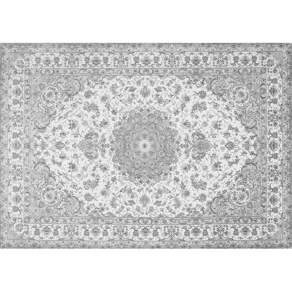 Ahgly Company Indoor Rectangle Medallion Gray Traditional Area Rugs, 5' x 7'