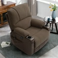 thumbnail image 2 of MOONCAST Luxury Napa Leather Power Lift Electric Recliner Chair with Massage and Heating, Brown and Grey, 2 of 6