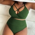 thumbnail image 5 of Womens Swimsuits 2024 Women's Sexy Plus Size Solid Color Suspender High Waisted Bikini Plus Size Swimsuit Womens Pant Suit 4 Swimsuits for Women with Underwire Bra for All Women Green 4XL, 5 of 7