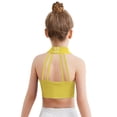 thumbnail image 2 of Hansber Kids Girls Latin Dance Tops Sleeveless Halter Mock Neck Fringe Tiered Tassels Crop Tops Dancewear Yellow 10, 2 of 5