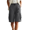 thumbnail image 3 of Outdoor Cargo Shorts for Women Ihhxva Relaxed Fit Multi-Pocket Elastic Waist Adjustable Solid Color Casual Work S-3XL, 3 of 7