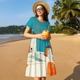 thumbnail image 4 of Balery Colorful Greek Windmills Vestidos sueltos de manga corta para mujer, vestidos de verano 2025, vestidos casuales de corte A con vuelo., 4 of 6