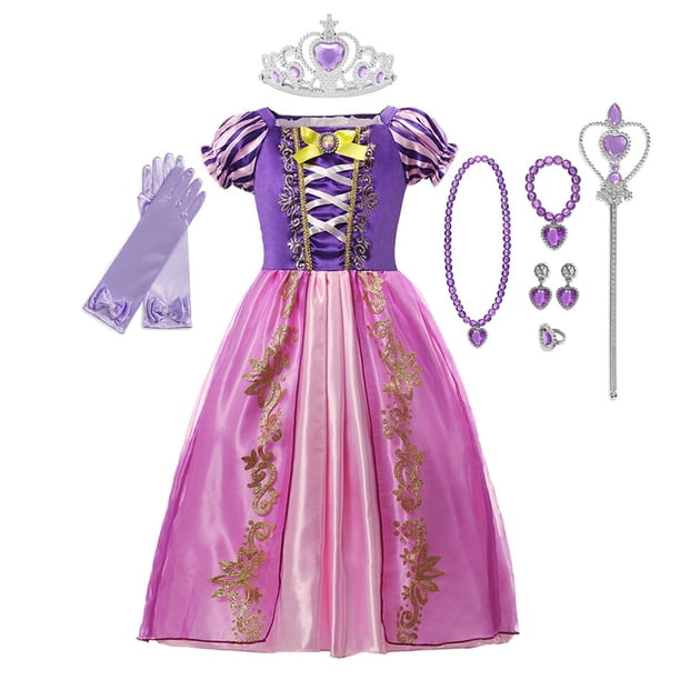Vestido de princesa Blancanieves de Disney para niñas, disfraz de Cosplay, Rapunzel, Bella, Cenicienta, fiesta de cumpleaños de Halloween, ropa para niños 2T (etiqueta 100) Gao Jinjia LED