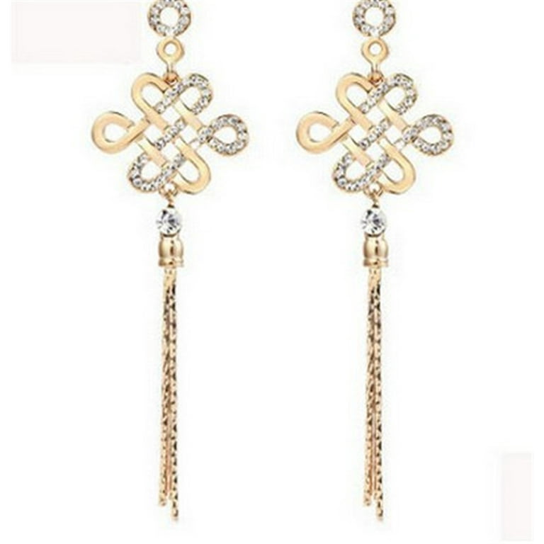 JikouIivo Chinese New Style Ladies Chinese Knot Earrings