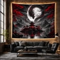 thumbnail image 6 of Dragon Coiling Around Full Moon Against Pagoda Scene, Mysterious Fantasy for Men, Dark Asian Art Decor, Halloween Gift, Tapestry Wall Hanging for Gaming Room and Living Room, 6 of 7