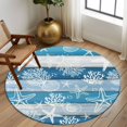 thumbnail image 2 of Round Rugs 8 Ft, Blue Coastal Beach Non Slip Area Rugs for Kitchen Bedroom Entryway, Nautical Starfish Coral Vintage Wooden Washable Carpet Runner Rug Floor Mats for Bedroom Home Decor, 2 of 8