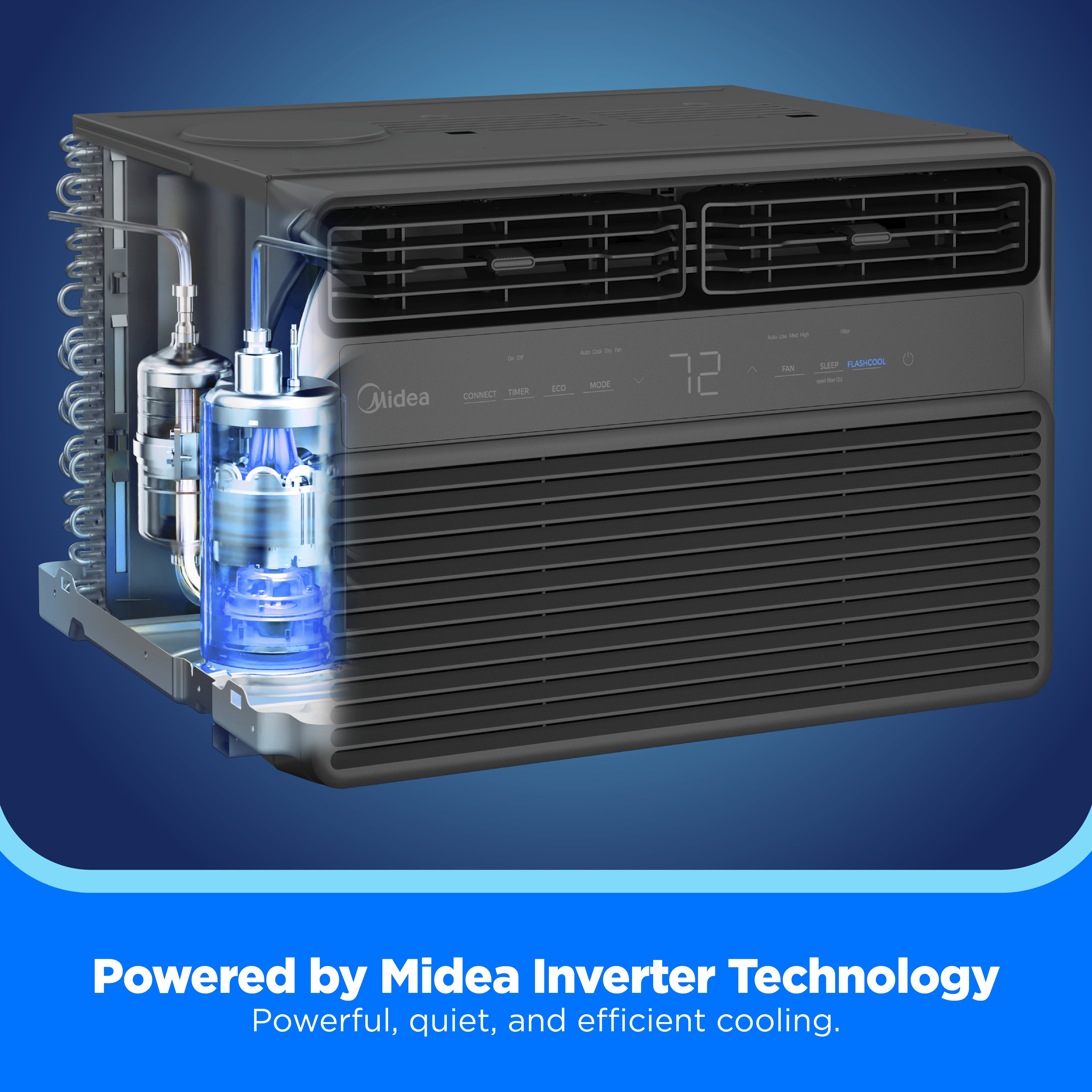 Midea 8,000 BTU Window Air Conditioner, Smart Inverter, Cools Up To 350 Sq Ft, Remote, Wi-Fi and Alexa,Black