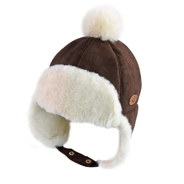 Gorro de invierno kakaforsa para bebé niño, cálido, de forro polar, de 6 a 2 años, color café