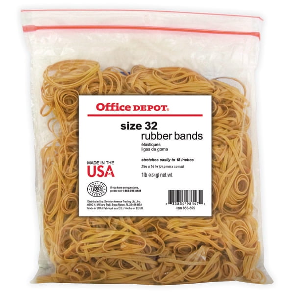 Office Depot Rubber Bands, 32, 3in. x 1/8in., 1 Lb. Bag, 2432408