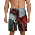 thumbnail image 3 of Lsque Majestic Red Dragon Mens Sleep Pajama Shorts,Short Pajama Pants, Cotton Ultra-Soft Knit-Small, 3 of 9