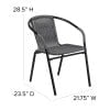 thumbnail image 5 of (2 pack) BizChair Lila Indoor/Outdoor Stacking Rattan Patio Chairs, Set of 2, Gray, 5 of 12