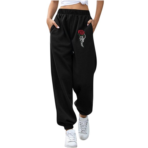 Pantalones estampados con bolsillos sueltos en la cintura elásticos informales para mujer a la moda Fridja hfkajh101242