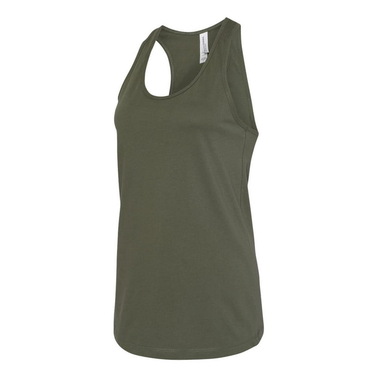 BELLA + CANVAS - Women's Jersey Racerback Tank - 6008 - Military Green -  Size: M 