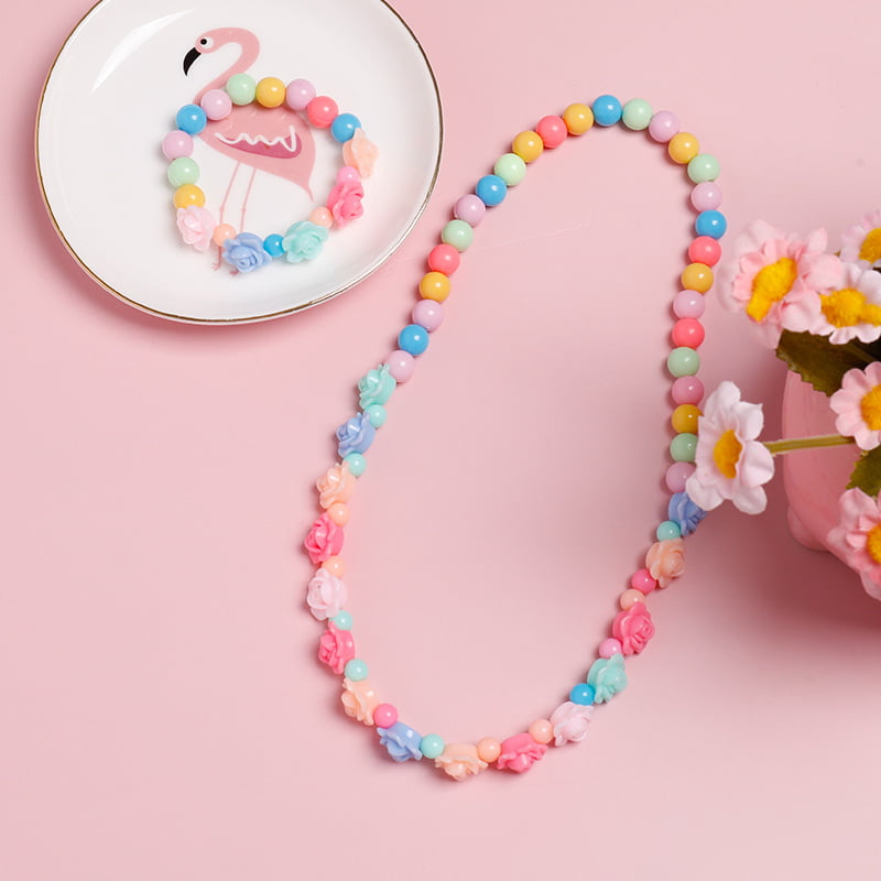 Kids Toddler Child Girls Colorful Bead Necklace Bracelet Jewelry Set Kids Gifts 