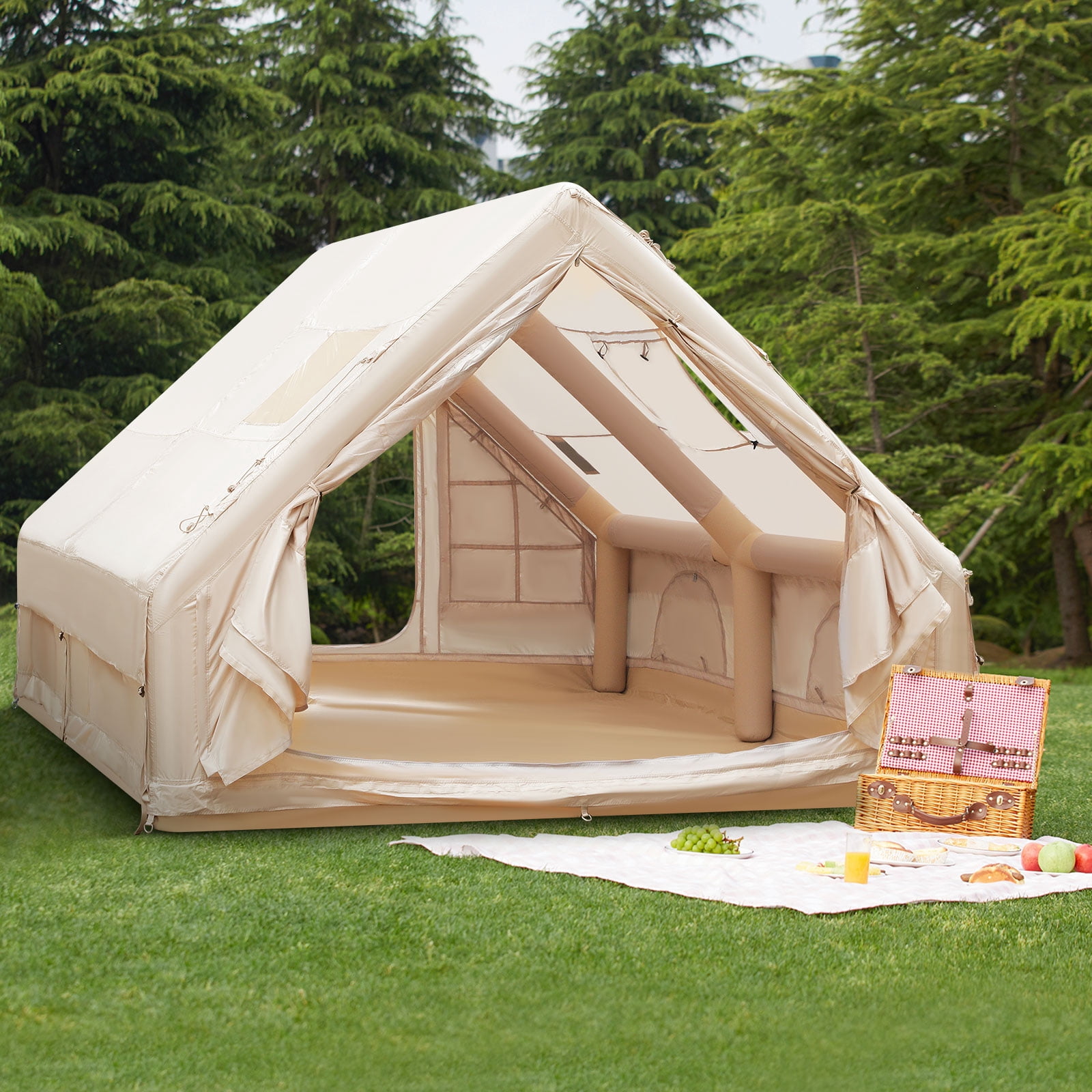 Hemoton Outdoor Inflatable Camping Tent Weatherproof Fabric（2-8 Person ）