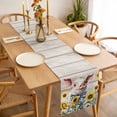 thumbnail image 3 of Table Runner 108 Inches Long for Kitchen Dining, Cute Pig Dresser Scarf Farmhouse, Dining Table Decorations for Wedding/Parties, Yellow Sunflowers Beige Wooden Vintage Art 13 x 108 In, 3 of 8