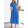 thumbnail image 4 of Vestido largo PRETTYGARDEN para mujer, verano 2025, cuello en V, azul XXL, 4 of 7