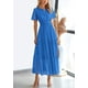thumbnail image 4 of Vestido largo PRETTYGARDEN 2025, verano, cuello en V, ojales, azul M, 4 of 8