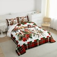thumbnail image 3 of Manfei Xmas Cardinal Bird King Size Comforter Sets,Merry Christmas Bedding Comforter Set,Red Berry Grid Bedding Set For Girl Teens,Breathable Home Decor Reversible,3-Piece, 3 of 8
