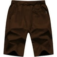 thumbnail image 2 of Tyhengta Mens Shorts Casual Sports Drawstring Zipper Pockets Elastic Waist Coffee 38, 2 of 8