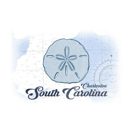 Charleston, South Carolina - Sand Dollar - Blue - Coastal Icon Print Wall Art By Lantern