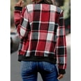 thumbnail image 5 of Shackets for Women Casual Zip Up Flannel Plaid Jackets Long Sleeve Baggy Outwear Coat Fall Clothes Red XXL, 5 of 7
