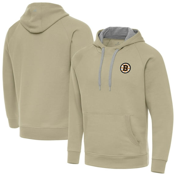 Men's Antigua Khaki Boston Bruins Victory Pullover Hoodie