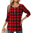 thumbnail image 4 of ZUKMRJPC Womens Long Sleeve Tunic Tops Button Down Vintage Plaid Casual Pullover Shirts Fall Lightweight Trendy Work Tops, 4 of 7