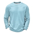 thumbnail image 3 of Oazcsf Mens Waffle Long Sleeve Shirt Knit Thermal Pullover Sweater Crew Neck Lightweight Fall Underwear Winter Basic Big and Tall Men's Tops, 3 of 5