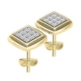 thumbnail image 4 of Dazzlingrock Collection Round White Diamond Square Frame Pushback Stud Earrings for Women (0.25 ctw, Color I-J, Clarity I1-I2) in 14K Yellow Gold, 4 of 6