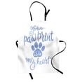 thumbnail image 1 of Saying Apron, Animal Lovers Concept Your Paw Print is in My Heart Message with Paw Print, Unisex Kitchen Bib with Adjustable Neck for Cooking Gardening, Adult Size, Ceil Blue and White, by Ambesonne, 1 of 4