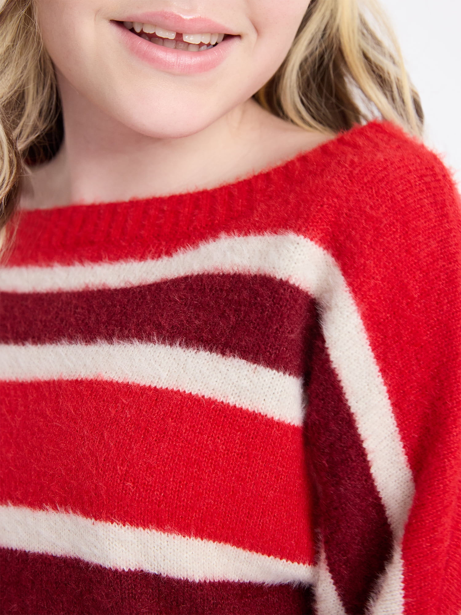 Weekend Academy Girls Striped Sweater with Long Sleeves, Sizes 4-18